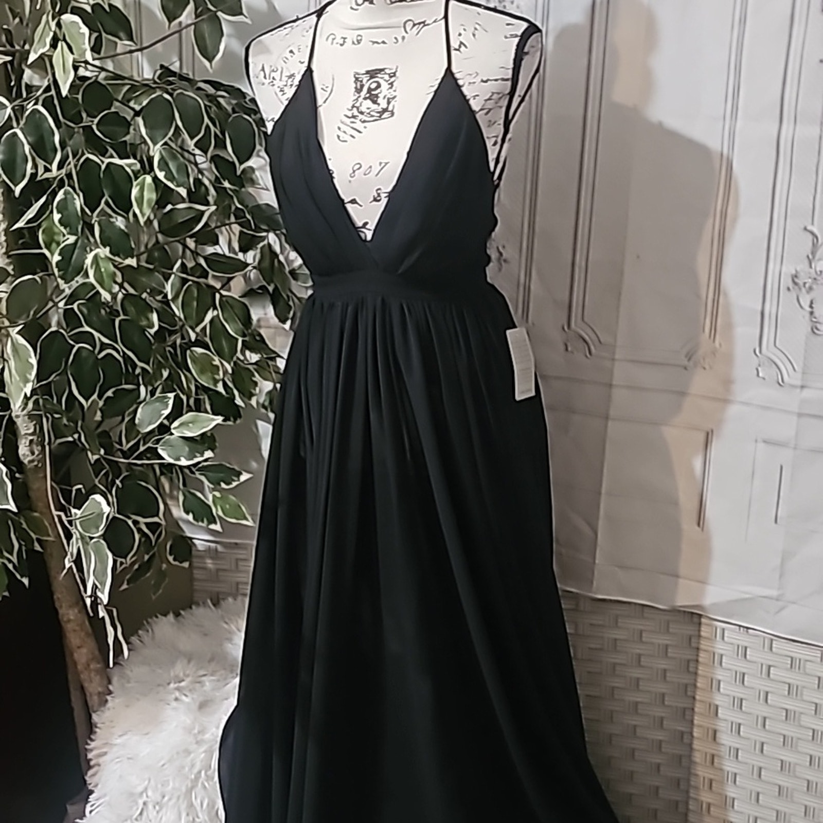 Meghan LA Enchanted Garden Black Maxi Dress NWT Small