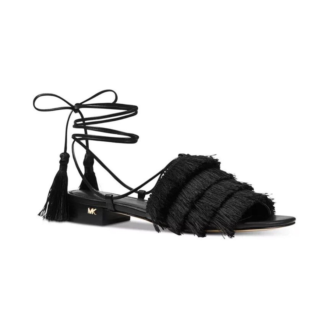 Michael Kors Gallagher Lace-Up Sandals Fun Tassel Fringe Strappy Sandals Size 9