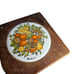 Goodwood Vintage Wood Cork Coasters Fruit Flowers 6 Coaster Set Mid Century