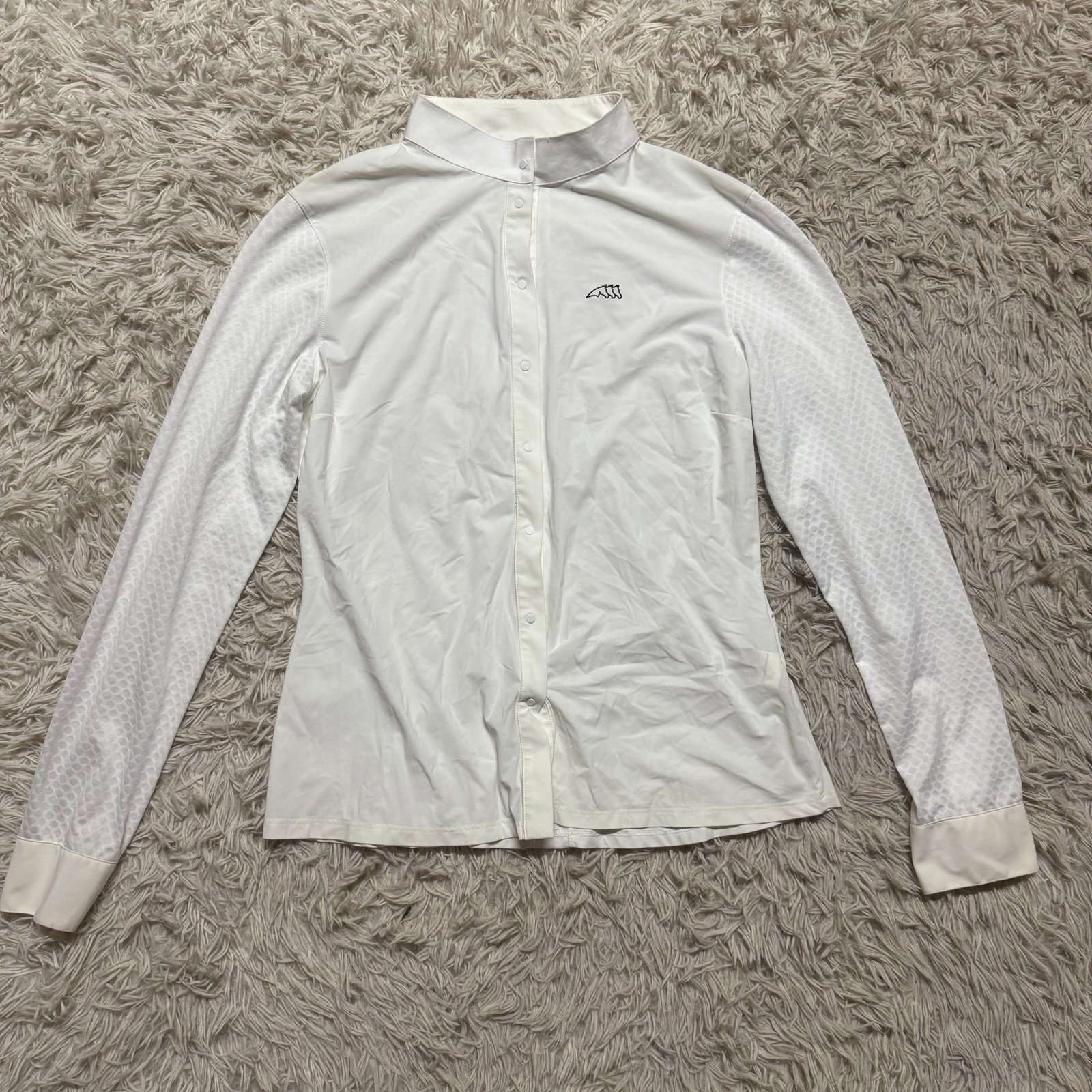 Women’s Size IT46 White Equiline Long Sleeve Horseback Riding Show Shirt.