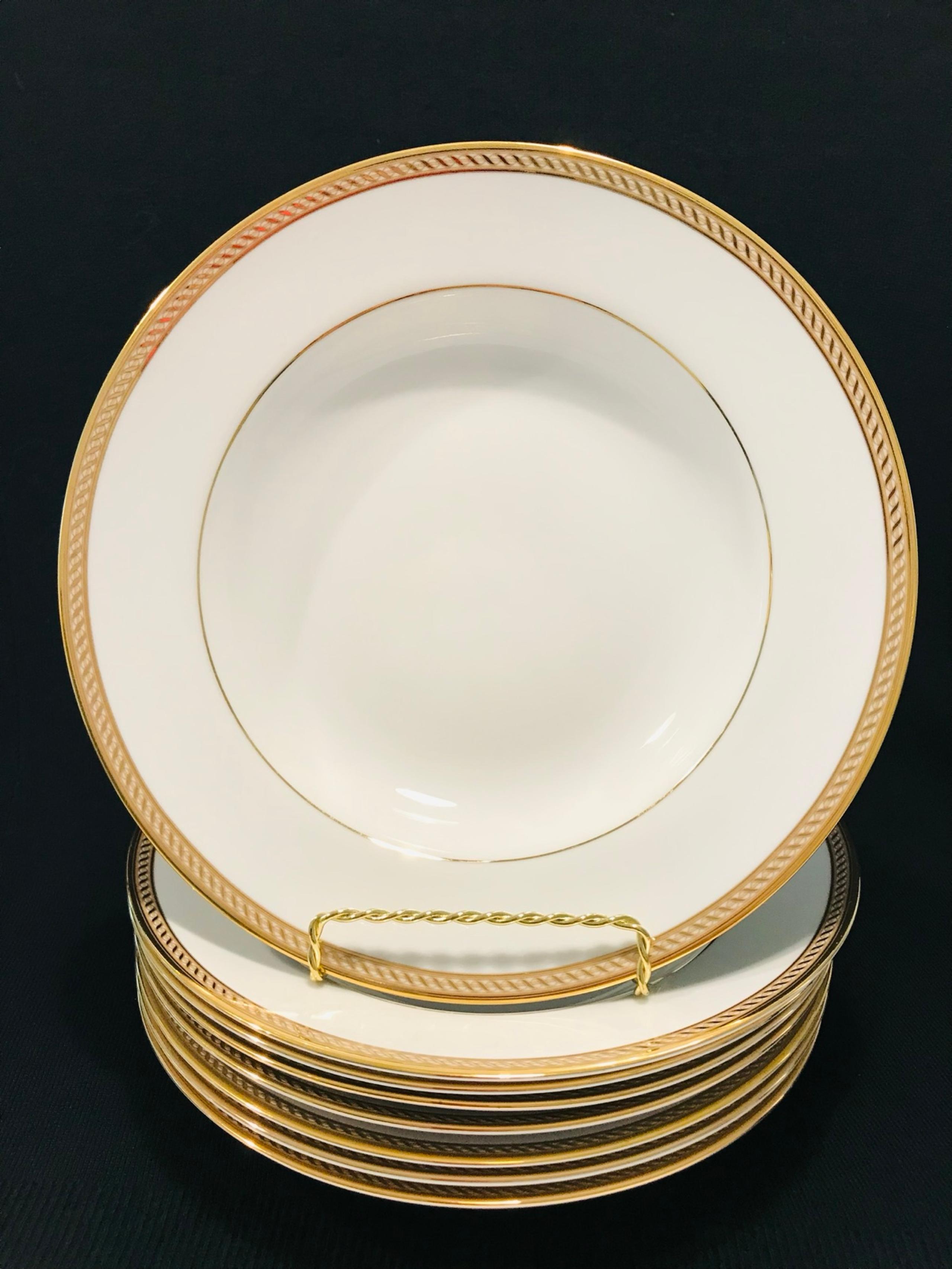 Gorham Warwick Gold Set of 8 Pasta/Soup Plates 9” Excellent Condition .