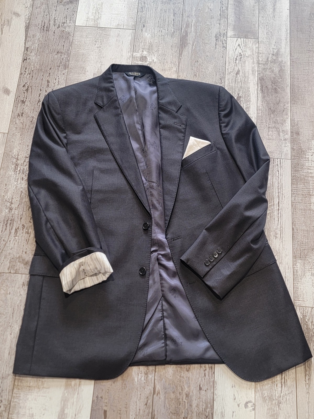 44L Men's Jos. A. Bank Signature Gold Blazer Gray 100% Wool Sport Coat 2 Button