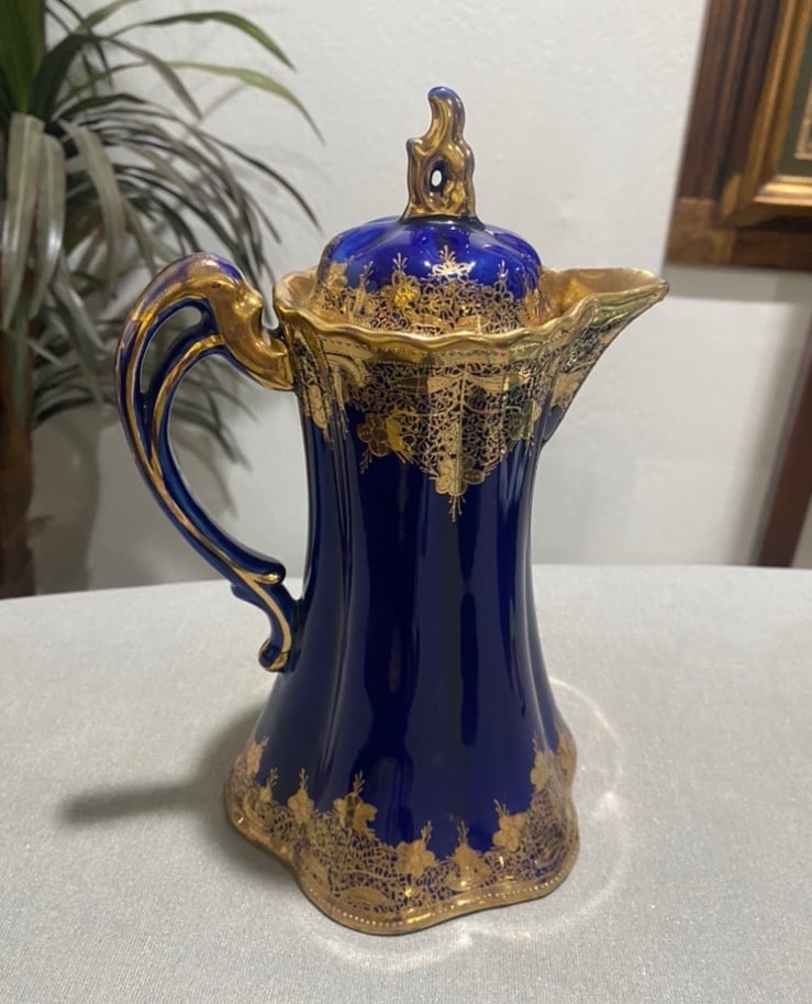 Antique NIPPON GORGEOUS Cobalt Blue & 24k Gold Chocolate Pot