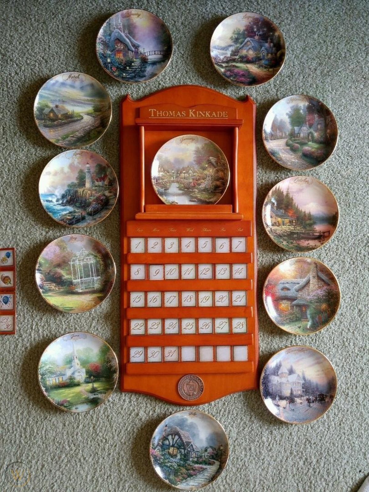 Thomas kinkade perpetual calendar 12 plates calendar board