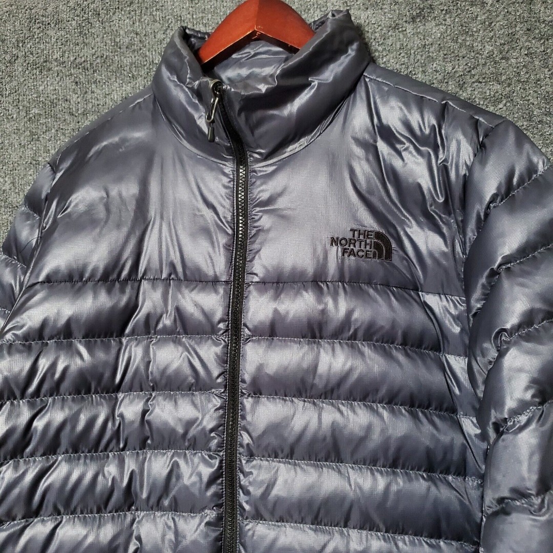 The North Face 550 Goose Down Jacket Puffer Quilted Full Zip Mens Large Grey