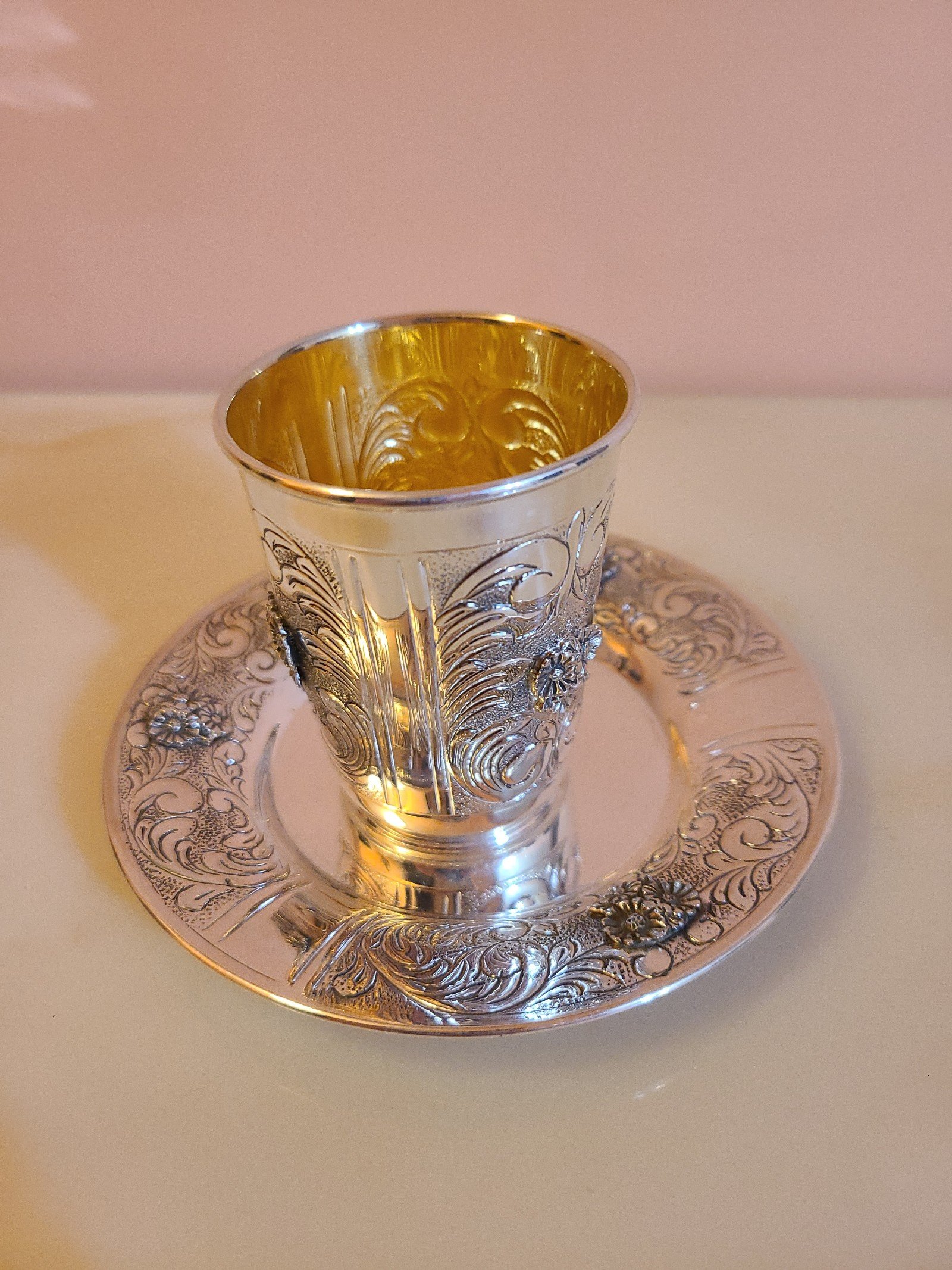 Sterling silver Kiddush cup set