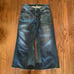 Upcylced- Baggy flared blue jeans with a unique, faded look jeans