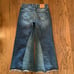 Upcylced- Baggy flared blue jeans with a unique, faded look jeans