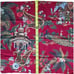 6 Pottery Barn Napkins Spice Route Chinoiserie Red Elephant Camel Peacock India