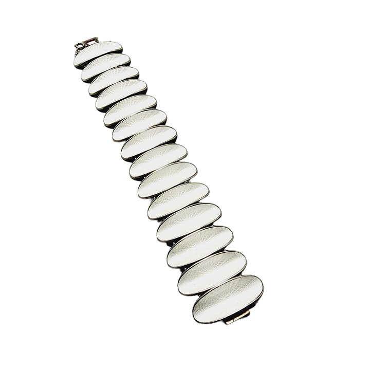 Vintage 60s Willy Winaess For David Anderson Norway Sterling Guilloche Bracelet