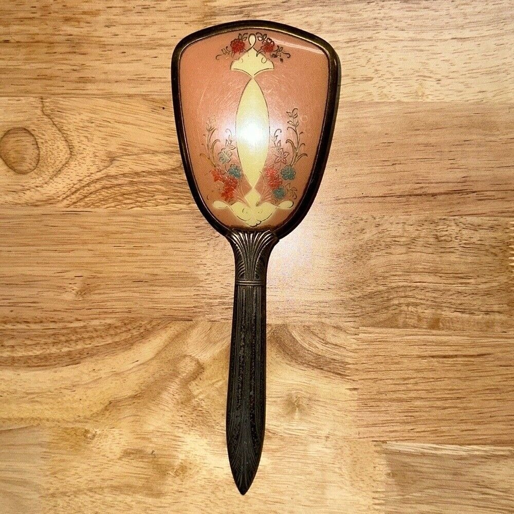 Vintage Vanity Hairbrush Gold Pink Victorian Boho