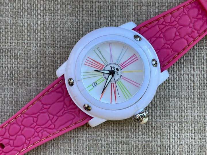 Glam Rock Women Wrist Watch MIAMI BEACH Pink Rubber Band Analog Quartz Watch