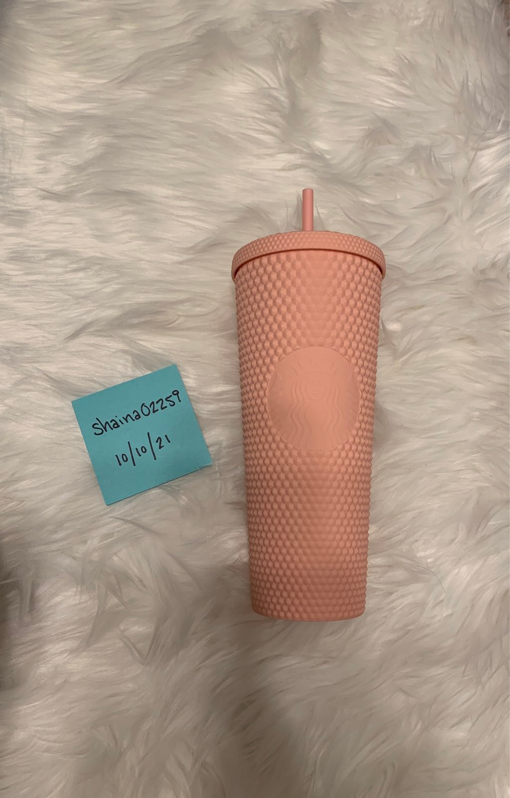 Matte pink studded starbucks
