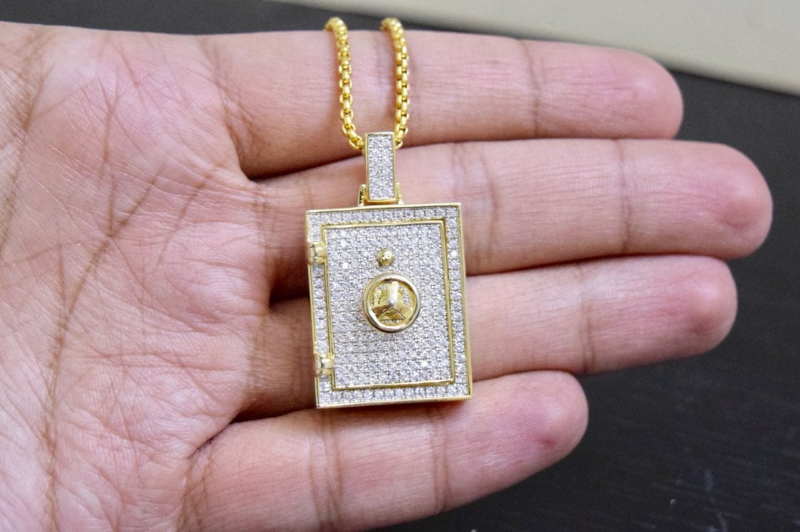 14k Gold Lab Diamond Safe Charm Combo