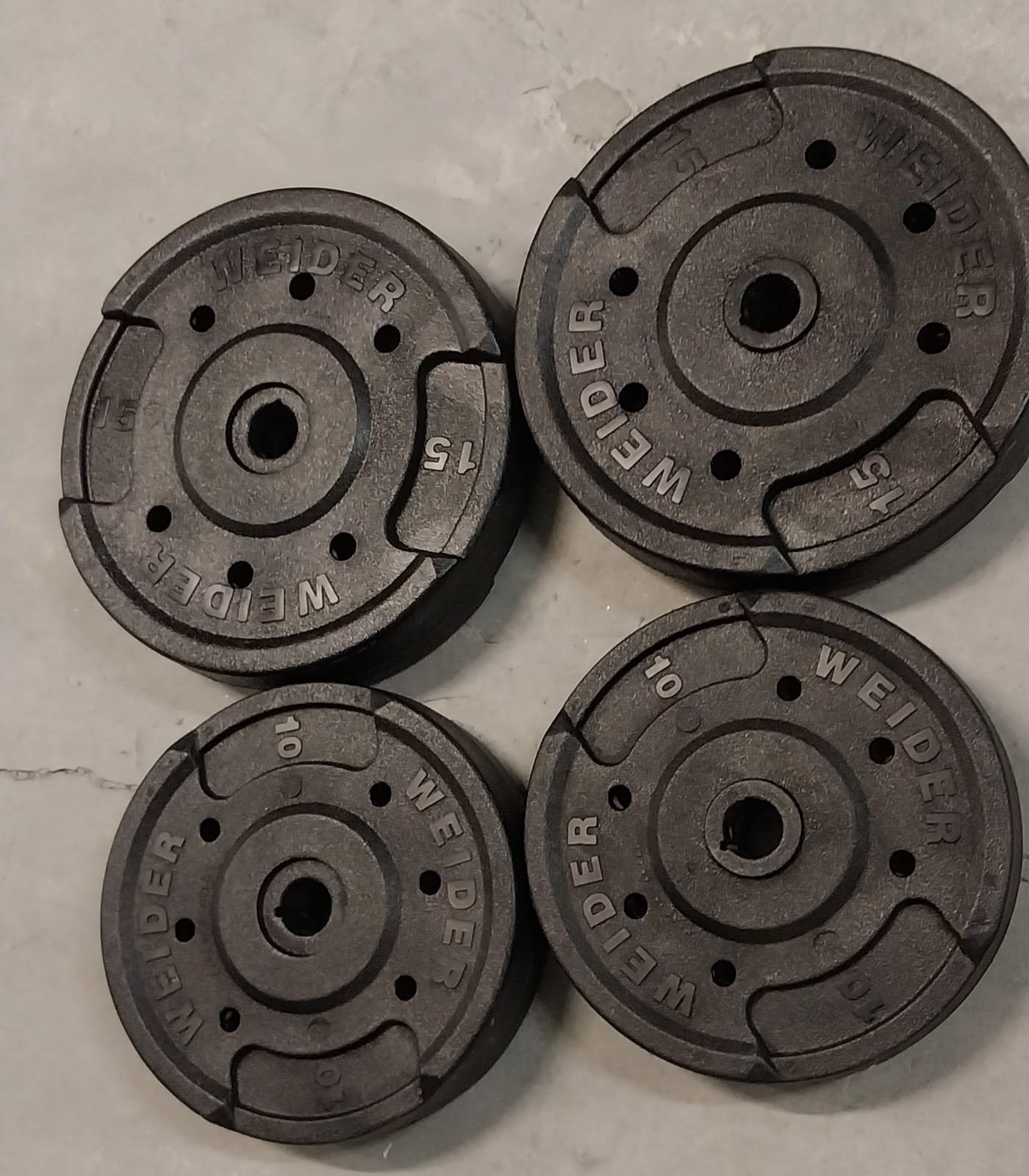 Weider 1 Standard Vinyl Barbell Weight Plate Set, 50 lbs (10 lb x 2)(15 lb x 2)