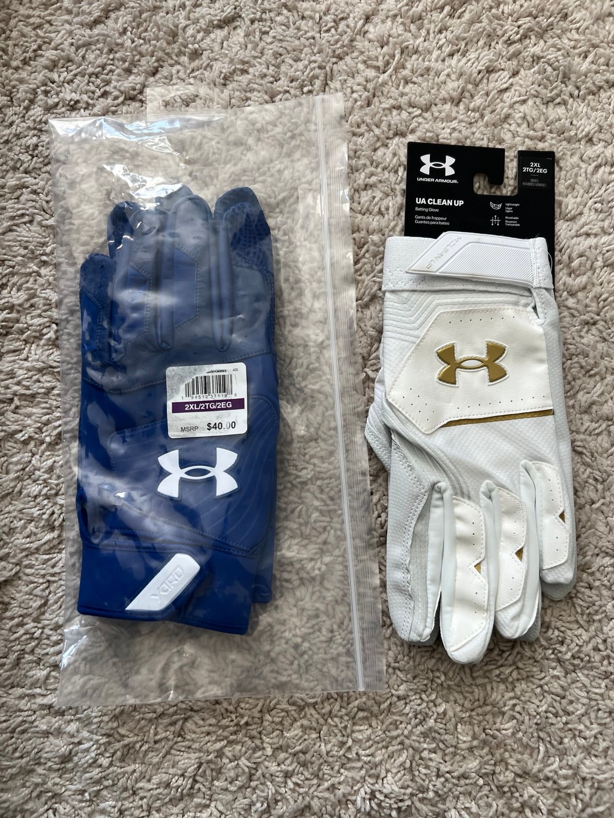 Lot Of 2: Under Armour Men's UA Yard Baseball Batting Gloves Blue & White