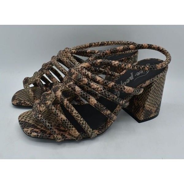 Free People US 7.5 EU 38 Colette Cinched Heel Python Animal Heels Shoes 19175