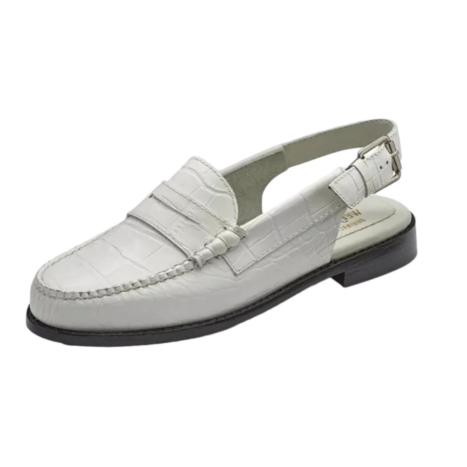 GH Bass Womens Whitney Croco Embossed Leather Slingback Loafers White Size 8 1/2