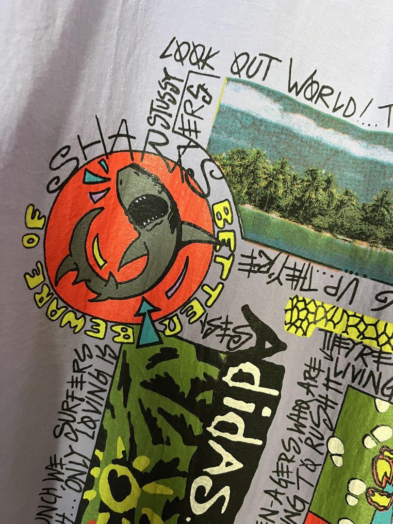 special】 80s adidas stussy shark tshirt - メルカリ
