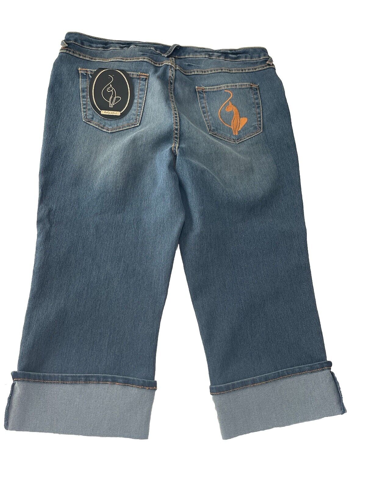 Baby Phat Jeans Women’s 20 Denim Stretch Cuffed Straight Leg Capris NWT Gold C