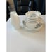 Vintage Floral Painted Ruffled Milk Glass 6 7/8” Fitter Hurricane Lamp Shade