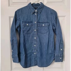 J.Crew Wren Slim Fit Chambray Western Shirt BY663 Cotton Classic Size Petite 2