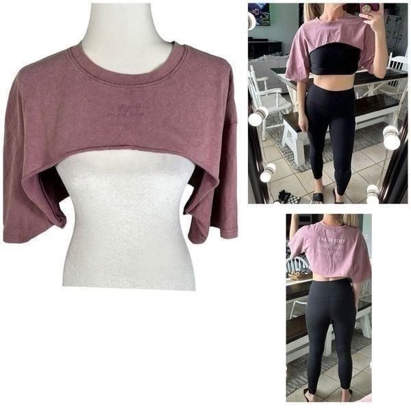 Vitality x Balance Athletica Purple Acid Wash Stella Cropped Tee