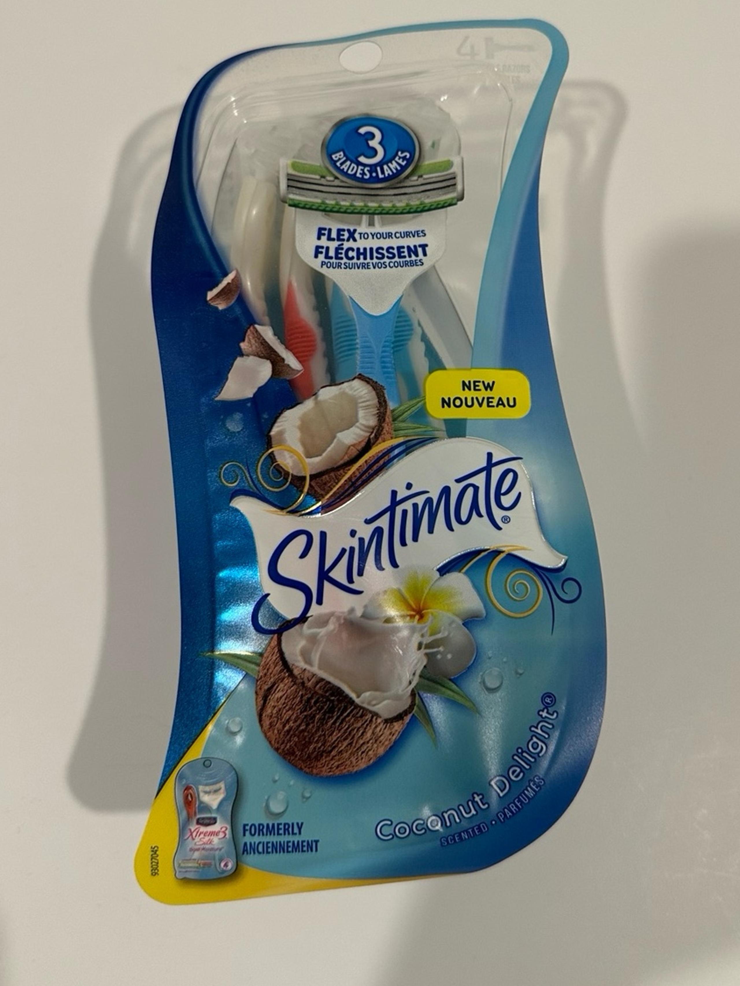 Skintimate Coconut Delight Razors – 4-Pack, 3-Blade with Refreshing Scent