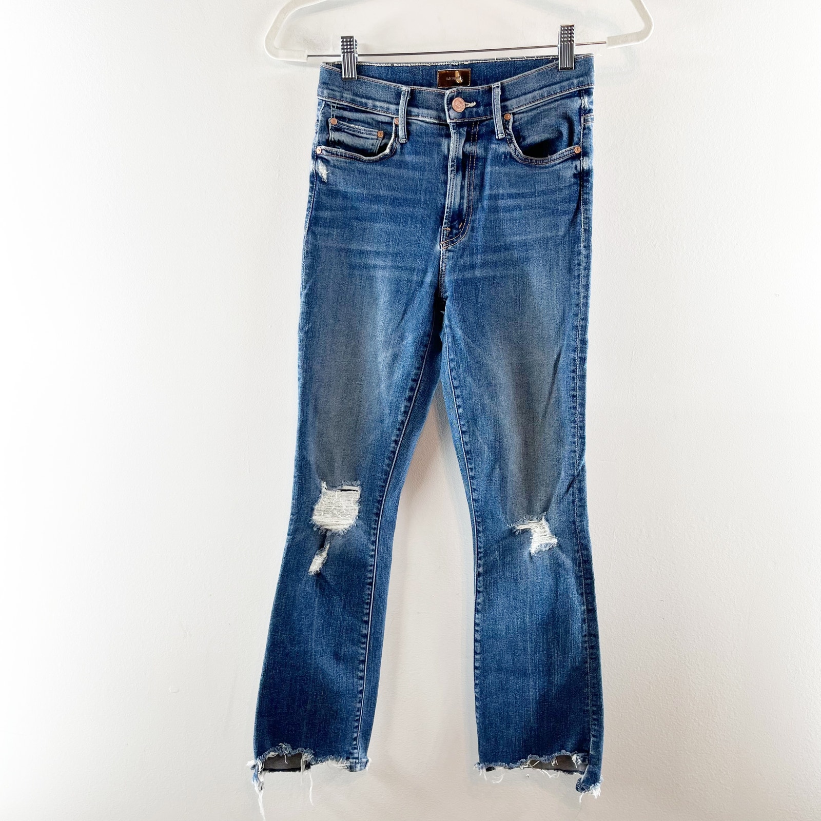 Mother The Insider Crop Step Chew Jeans Dancing On Coals Blue 24