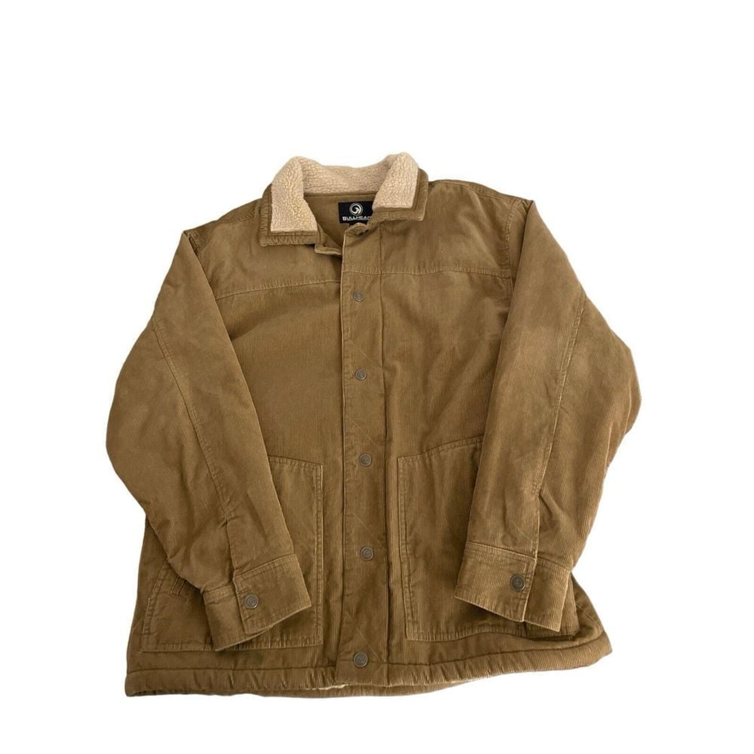 Bullhead Men's L Corduroy Jacket Snaps Sherpa Lining