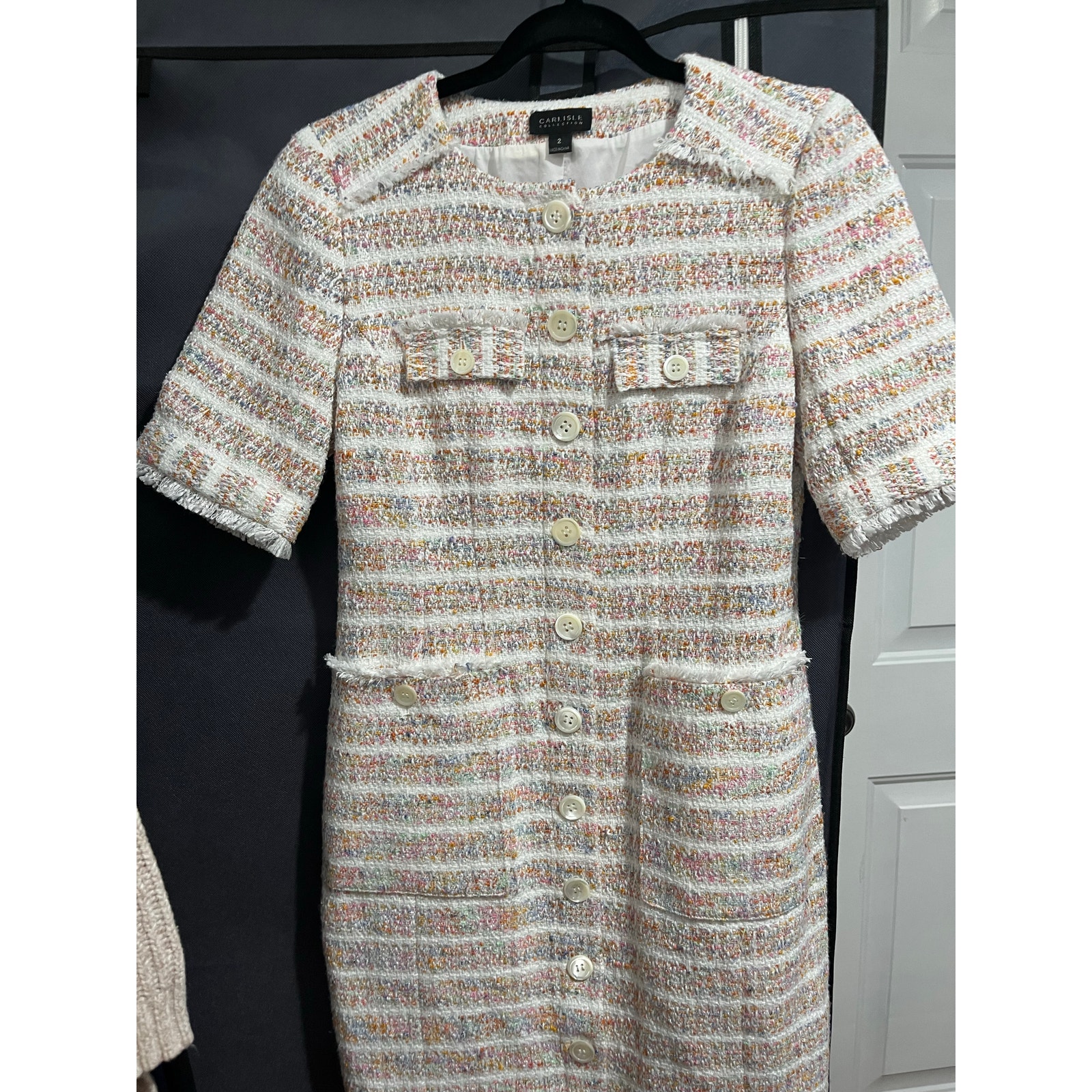 Carlisle Collection-Moda Dress-pastel pink and white tweed dress-NWT-BEAUTIFUL