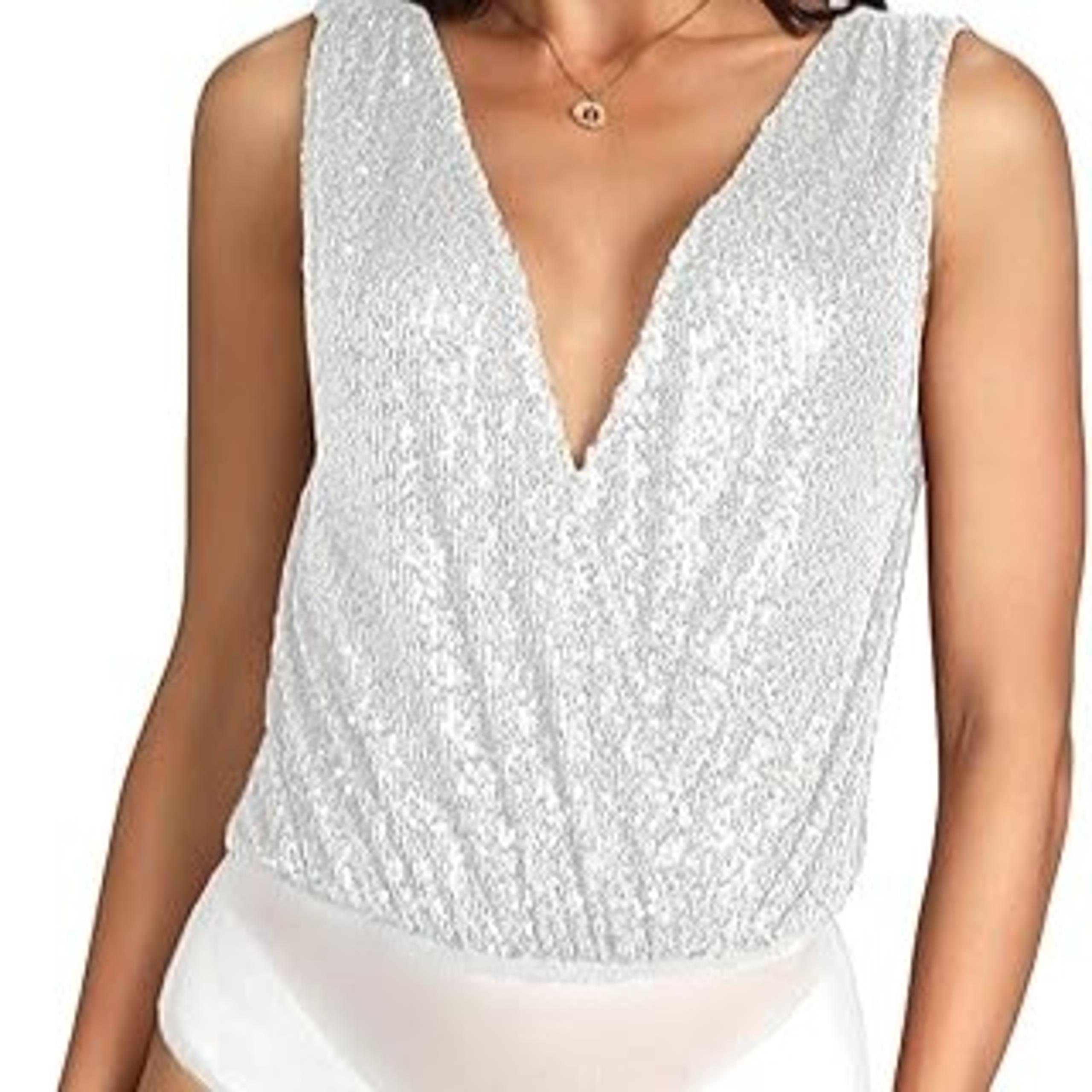 NWT Sparkly Sleeveless Tank Top Backless Bodysuit  Size: Medium