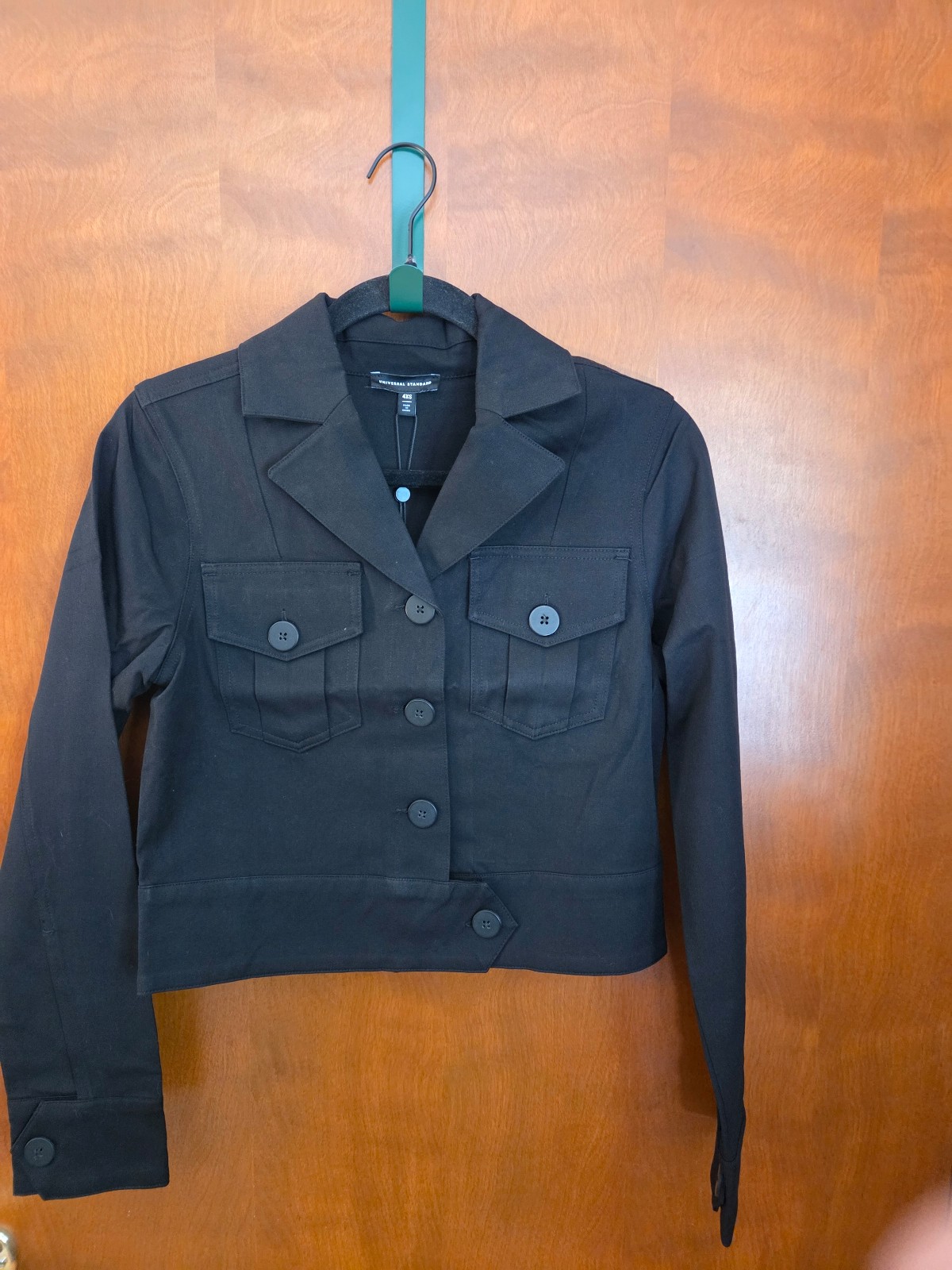 Universal Standard Black Copped Jacket Size 4XS NWT Button Collar Minimal