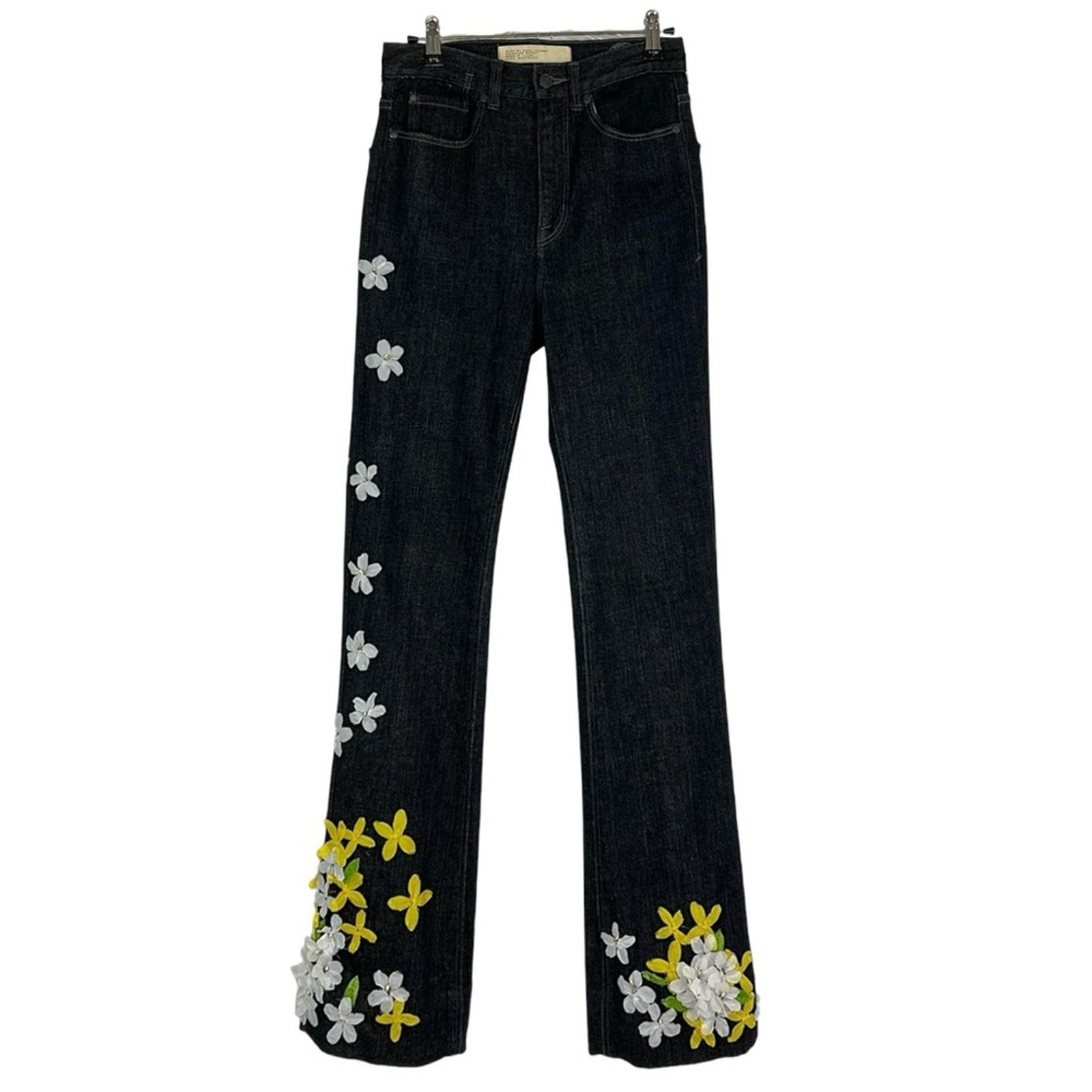 MARC JACOBS Dark Wash Customized Floral Appliqué Bootcut Jeans Women’s Size 26
