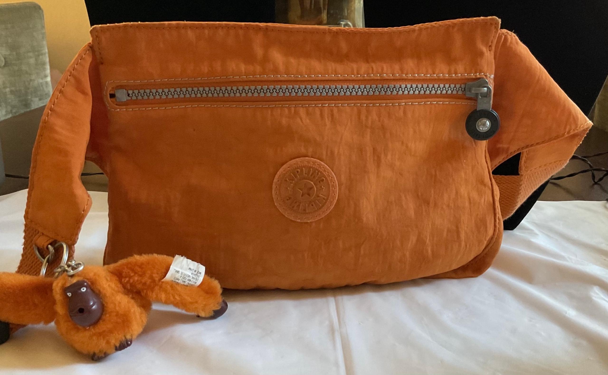 Orange Waist Belt Sporty Fanny Pack Crinkled Nylon Bag - Kipling