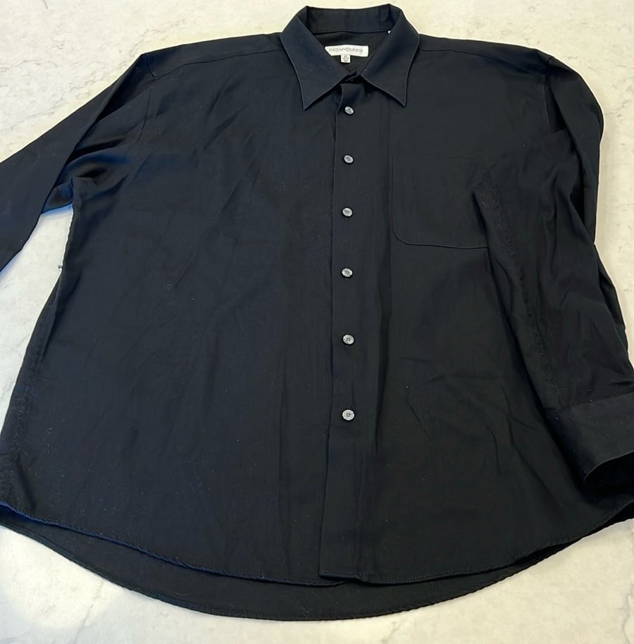 Yves Saint Laurent Black Collared Minimalist Classic Button Down Size XL
