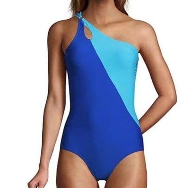 Lands' End Women's Tummy Control One Shoulder Swimsuit