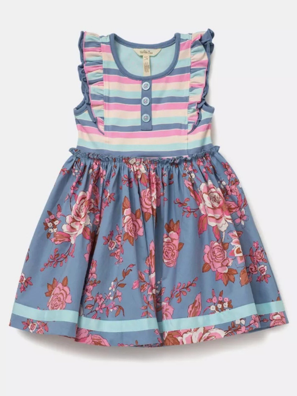 Matilda Jane Just Imagine Libby Girls Striped Floral Dress Size 12 VGUC