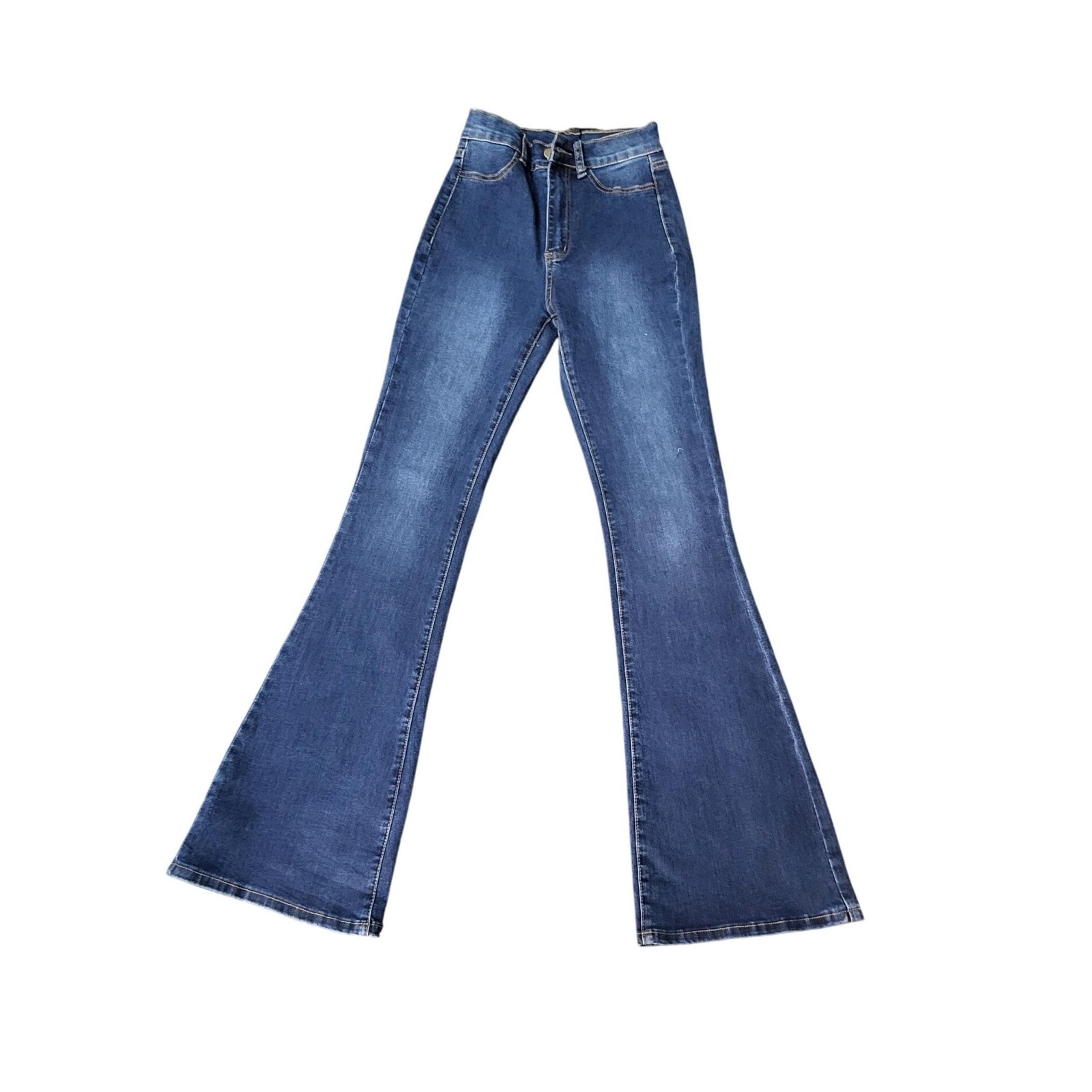 Shein Sxy Flare Leg Jeans High Waist Dark Wash Denim Pants Trendy Size S