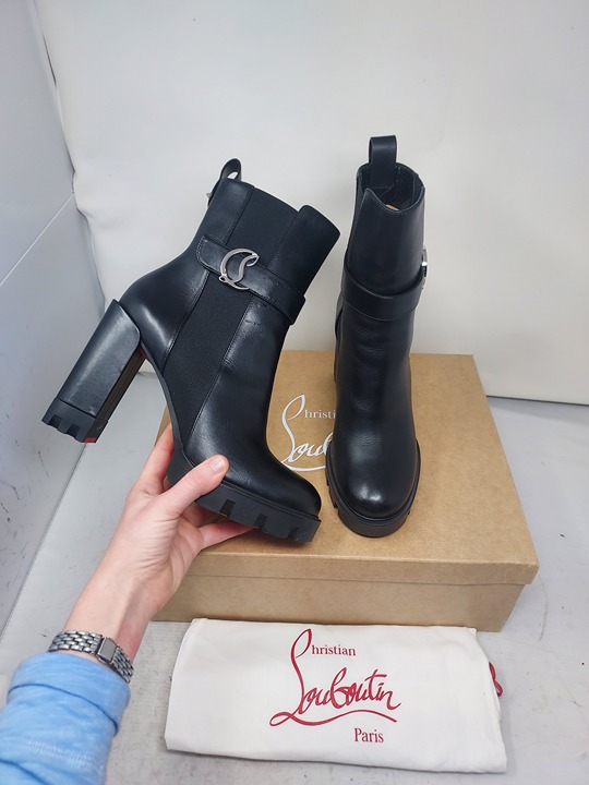 CHRISTIAN LOUBOUTIN Chelsea Lug CL Black Platform Boot