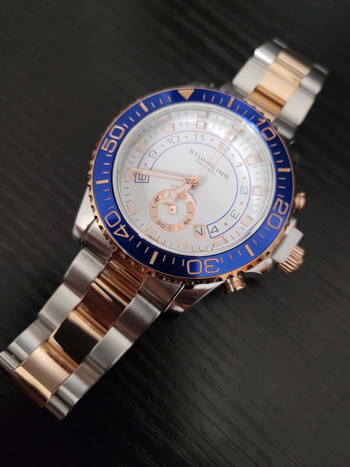 NEW Full Set Stuhrling Aqua diver 42MM Stainless Steel Men's Watch