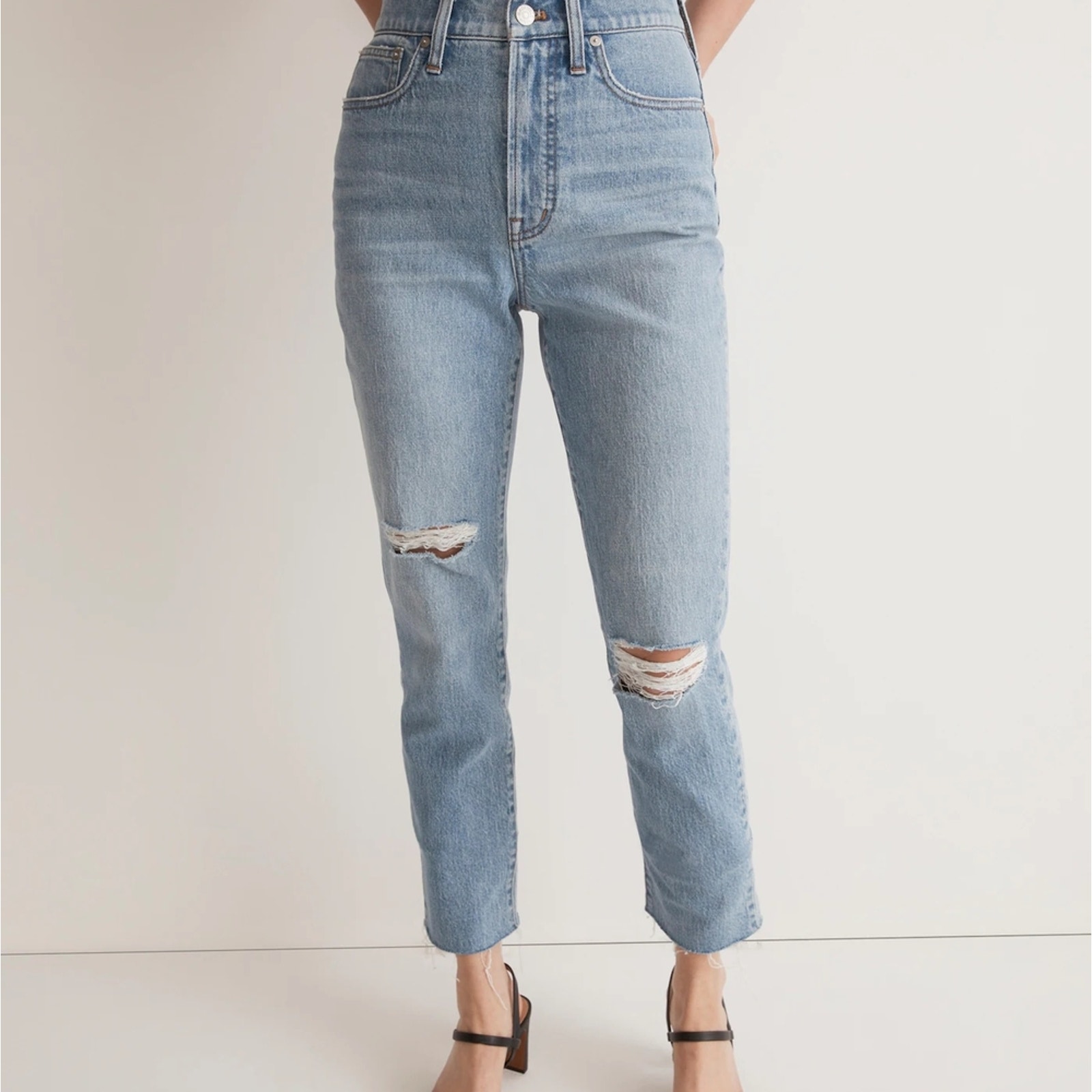 Madewell Perfect Vintage Jean Frayed Hem Light Blue Distressed 29