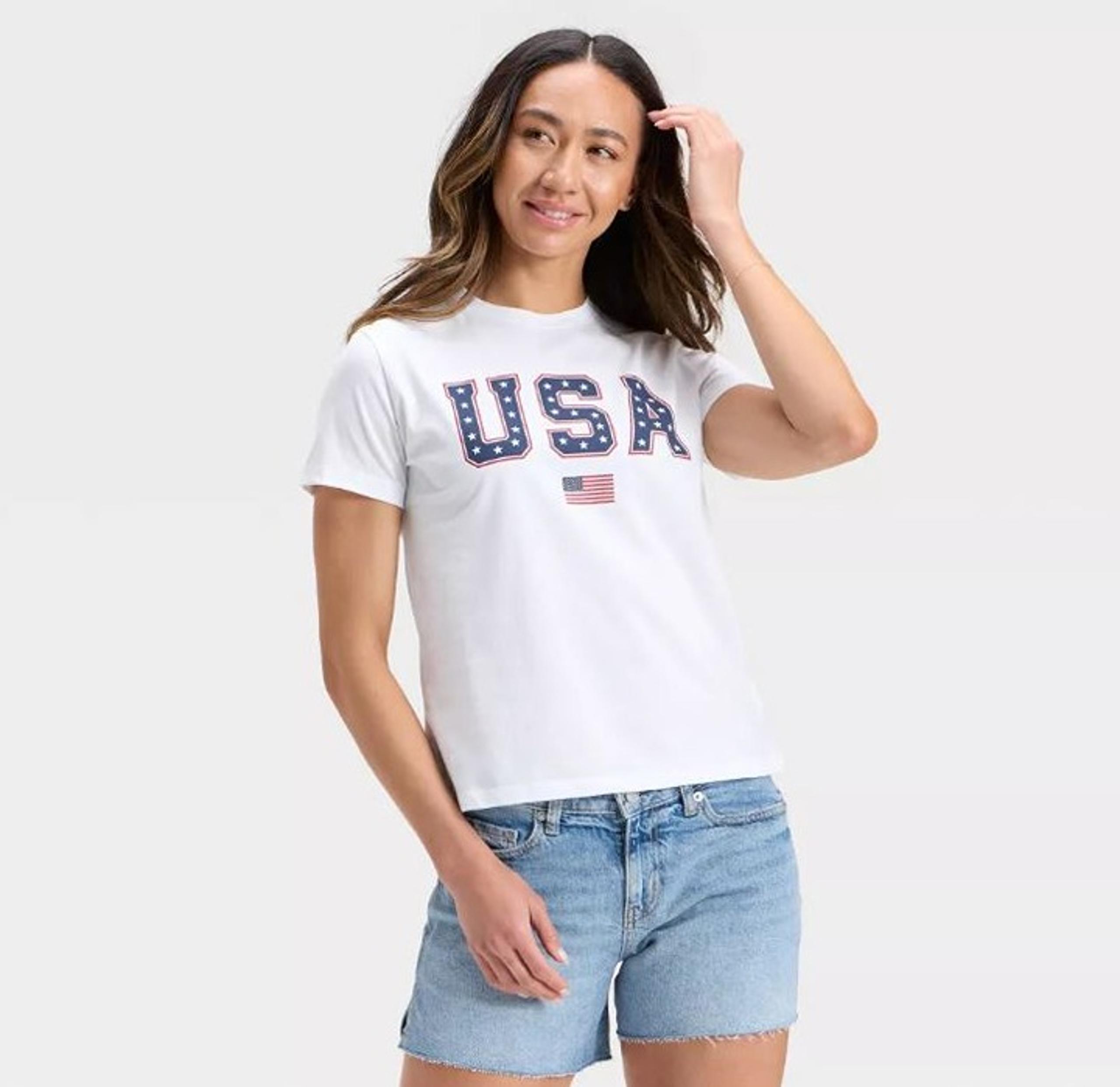 Women's Patriotic USA Graphic T-Shirt Short Sleeve - Universal Thread XL (NWT)