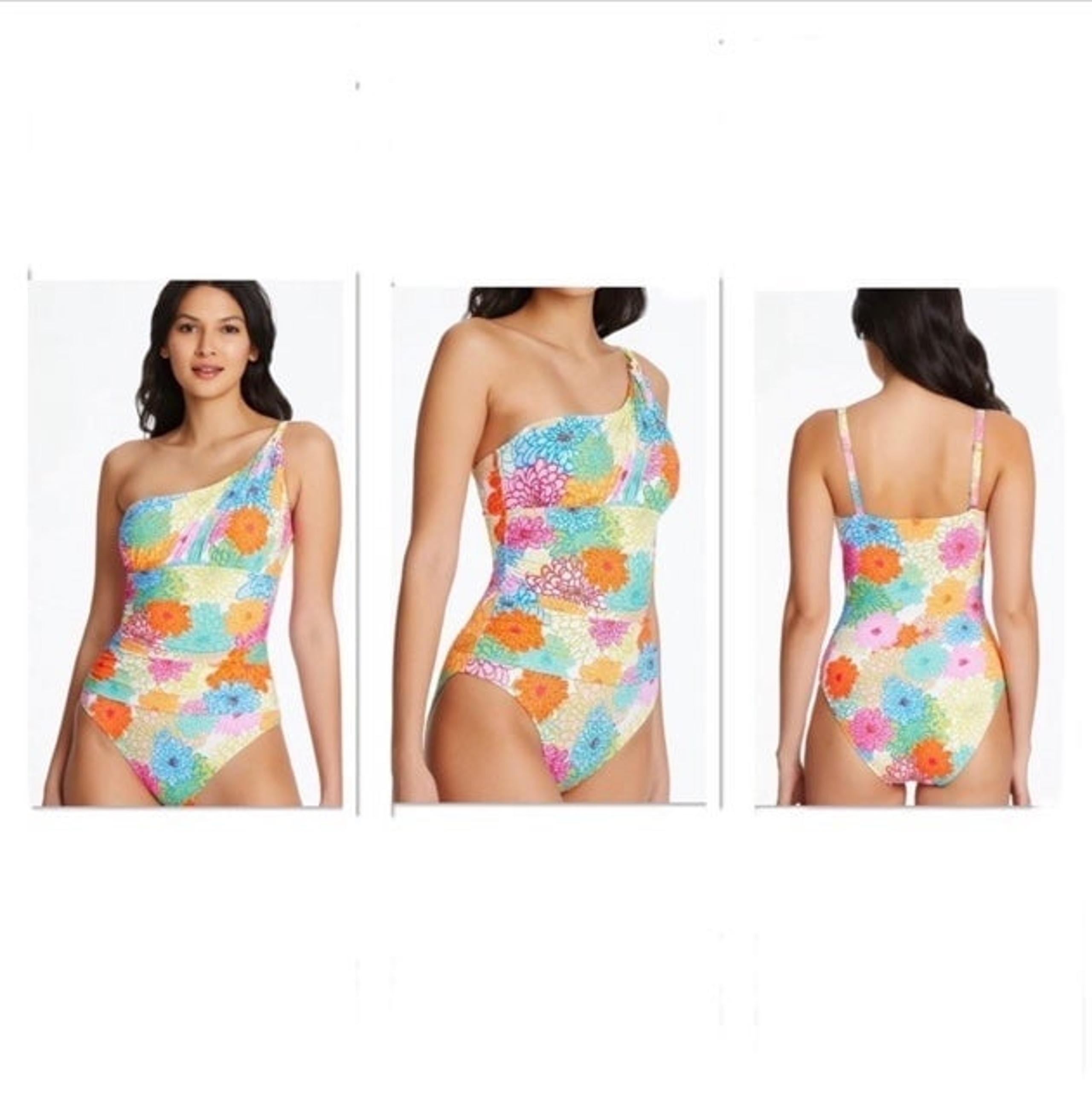 BLEU ROD BEATTIE FRESH ONE SHOULDER ONE PIECE SIZE 16W