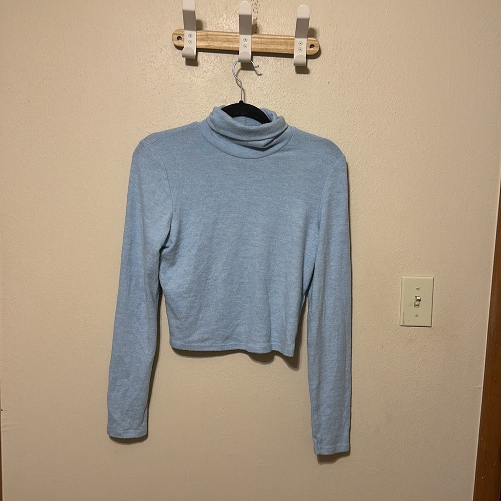 Anthropologie Ultra Soft Sky Blue Turtleneck Sweater Size Small