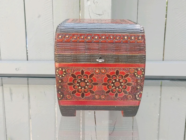 Hand Carved and Hand Painted Keepsake Box Made in Poland