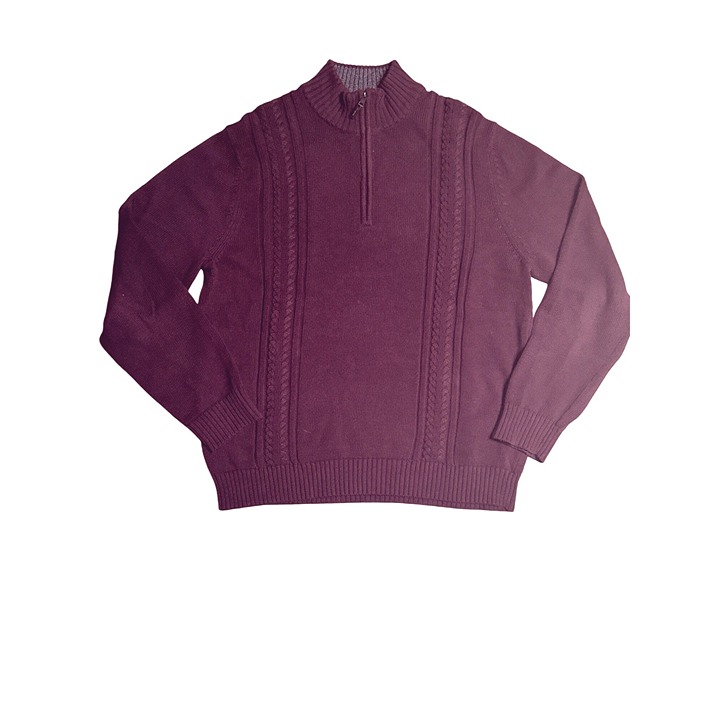 Calvin Klein Mens XL Maroon All Cotton Cable Knit Half Zip Sweater