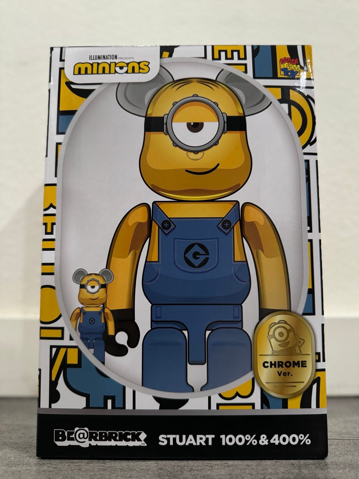 Bearbrick x Minions Stuart Chrome Ver. 100% & 400% Set