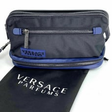 New Limited Edition GWP VERSACE Parfums Train Case / Dopp kit; Black/Navy