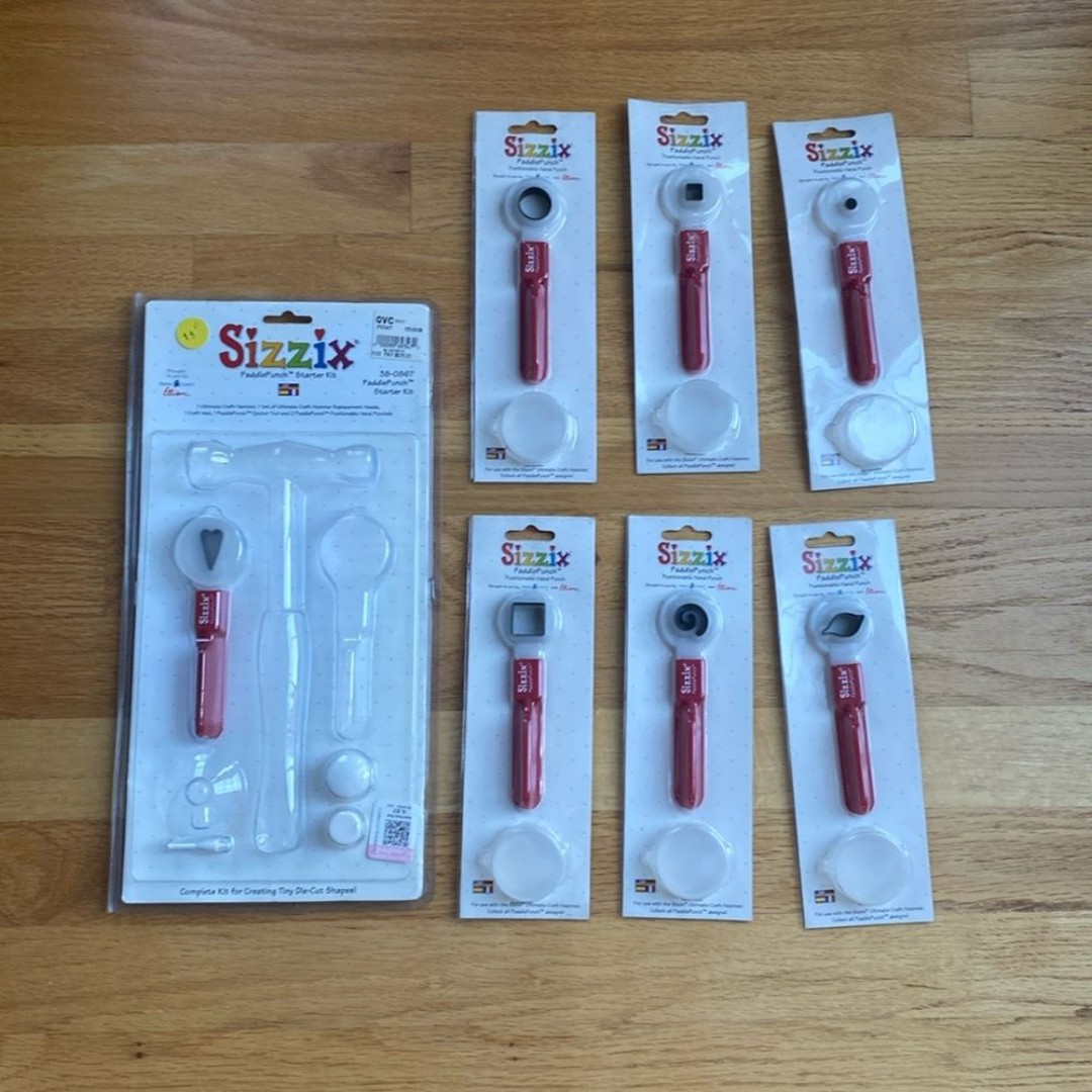 Sizzix PaddlePunch Postional 7 Hand Punches NEW Variety